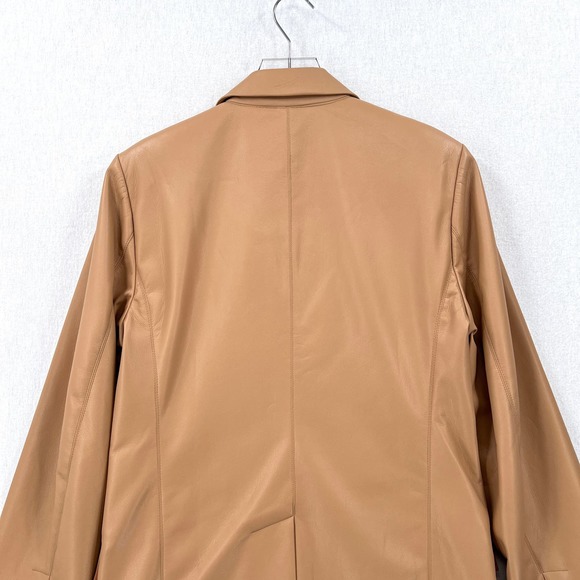 FRANKIES BIKINIS Vegan Leather Blazer Womens Small Tan Earth Oversized NWT - Picture 6 of 16
